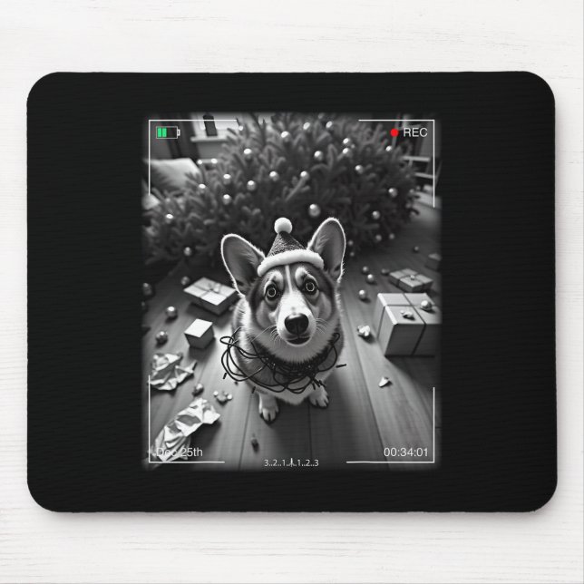 Christmas Corgi Caught On Camera  Mouse Pad (Front)