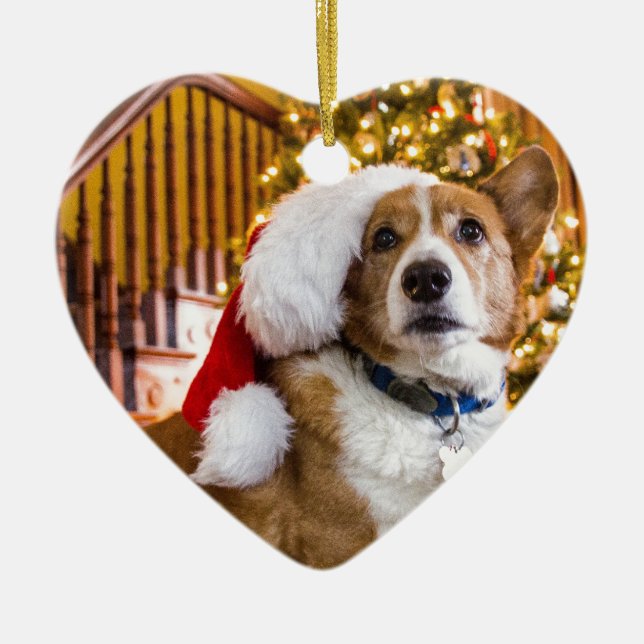 Christmas Corgi Ceramic Tree Decoration (Front)