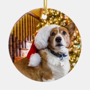 Christmas Corgi Ceramic Tree Decoration
