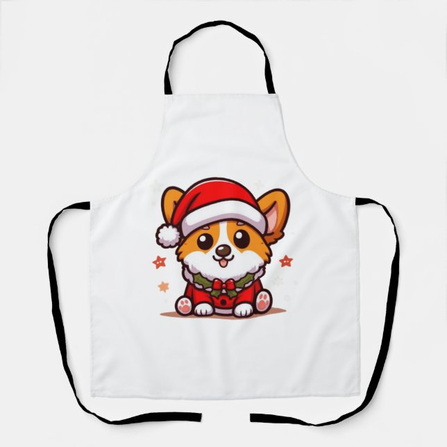 Christmas Corgi Classic T-Shirt Apron (Front)