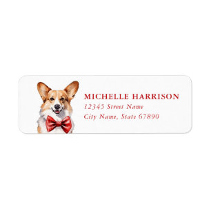 Christmas Corgi Dog Return Address Labels