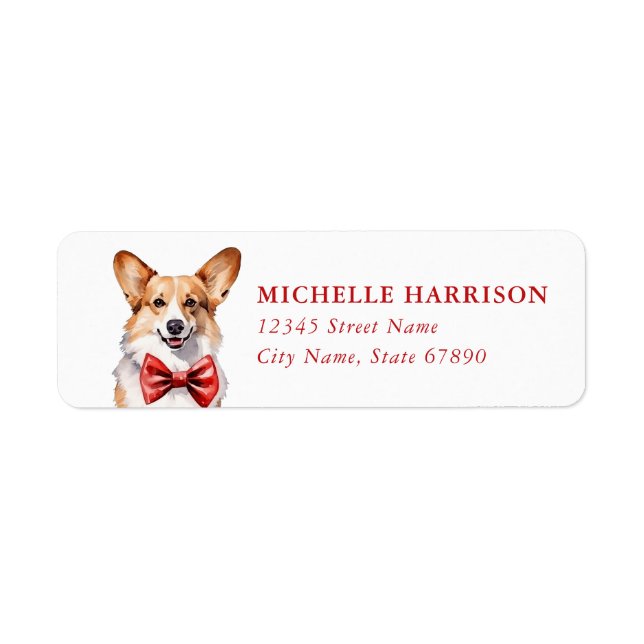 Christmas Corgi Dog Return Address Labels (Front)