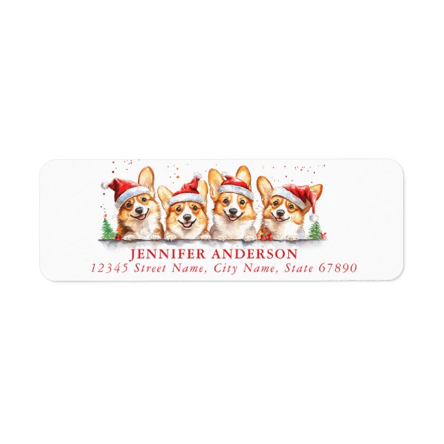 Christmas Corgi Dog Return Address Labels (Front)