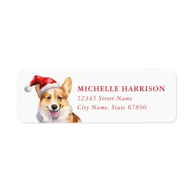 Christmas Corgi Dog Return Address Labels (Front)