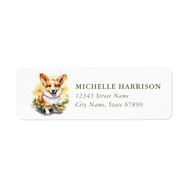 Christmas Corgi Dog Return Address Labels (Front)