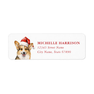 Christmas Corgi Dog Return Address Labels