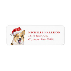 Christmas Corgi Dog Return Address Labels