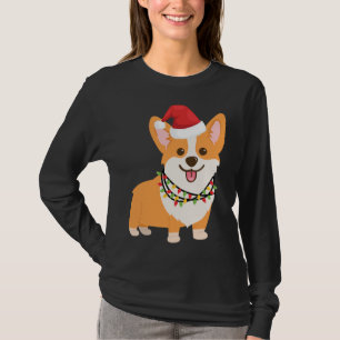 Christmas Corgi Dog with Santa Hat and Christmas L T-Shirt