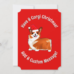 Christmas Corgi Dog With Santa Hat Holiday Card