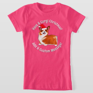 Christmas Corgi Dog With Santa Hat T-Shirt