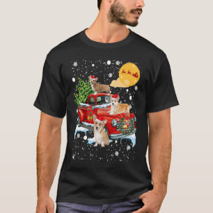 Christmas Corgi Dog With Vintage Red Truck Xmas T-Shirt