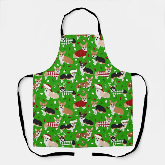 Christmas Corgi Dogs Apron (Front)