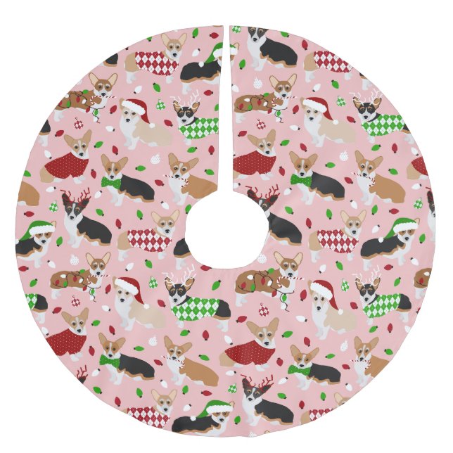 Christmas Corgi Dogs Brushed Polyester Tree Skirt (Front)