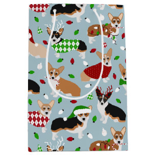 Christmas Corgi Dogs Medium Gift Bag
