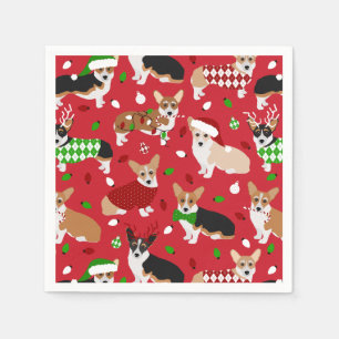 Christmas Corgi Dogs Napkin