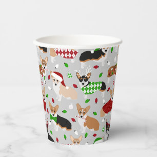 Christmas Corgi Dogs Paper Cups