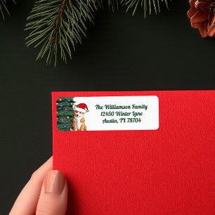 Christmas Corgi in Santa Hat Cute Address Label