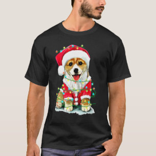 Christmas Corgi Lights Santa For Men Women Boys Gi T-Shirt