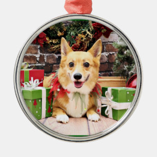 Christmas - Corgi - Pancake Metal Tree Decoration