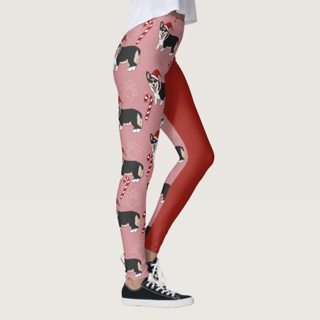 Christmas Corgi Pup  Leggings (Right)