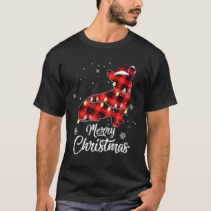 Christmas Corgi Red Plaid Dog Pajama T-Shirt