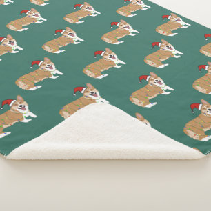 Christmas Corgi Sherpa Blanket