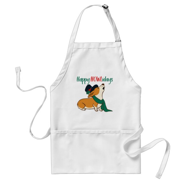 Christmas Corgi Singing Apron (Front)