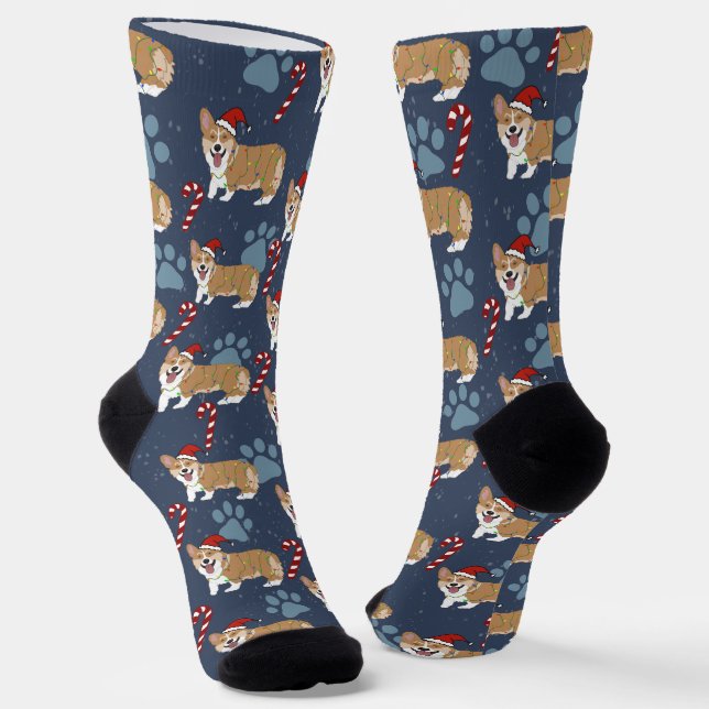 Christmas Corgi Socks (Angled)