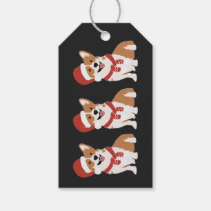 Christmas Corgi Sophisticated Charcoal Black Gift Tags