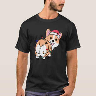 Christmas Corgi With Lights For Dog Women Kids T-Shirt