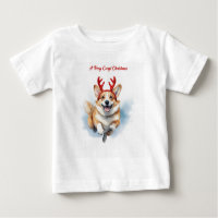 Christmas Corgi with Reindeer antlers leaping 