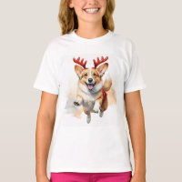 Christmas Corgi with Reindeer antlers