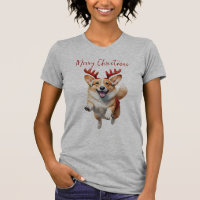 Christmas Corgi with Reindeer antlers