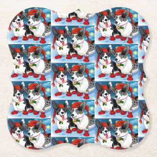Christmas Corgis Paper Coaster