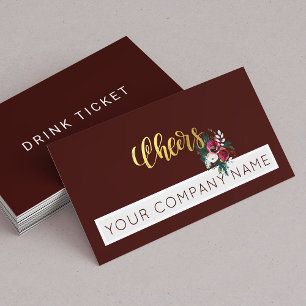 Christmas Corporate Party Dark Red Drink Ticket
