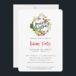Christmas corporate party invitation winter leaf<br><div class="desc">Merry Christmas corporate holiday party invitation. Classy winter themed watercolor wreath corporate holiday party invitation.</div>