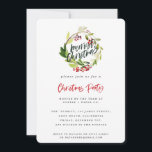 Christmas corporate party invitation winter leaf<br><div class="desc">Merry Christmas corporate holiday party invitation. Classy winter themed watercolor wreath corporate holiday party invitation.</div>