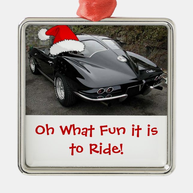 Christmas Corvette Split Window Metal Tree Decoration (Front)