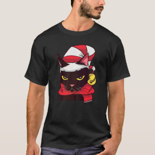 Christmas Costume Hat Scarf Angry Cats T-Shirt
