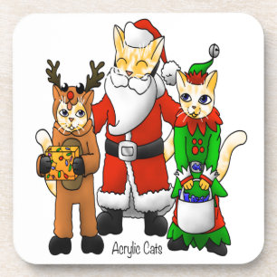 Christmas Costume Shopping Family Cats Coaster