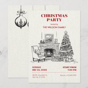 Christmas cosy interior scene invitation