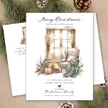 Christmas Cosy Winter Room Moving  Announcement Postcard<br><div class="desc">This winter holiday moving announcement features the saying "Merry Christmas from Our New Home" with a beautiful cosy room scene. The announcement is perfect for sending to friends and family during the holiday season to let them know about your new address. The front of the announcement features the saying and...</div>