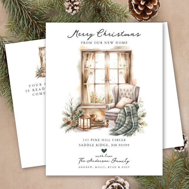 Christmas Cosy Winter Room Moving  Announcement Postcard (Creator Uploaded)