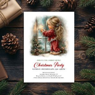 Christmas Cosy Winter Scene Girl Tree Invitation