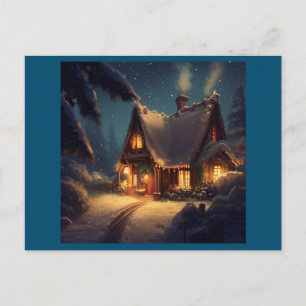 Christmas Cottage 4 Holiday Postcard