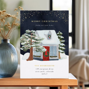 Christmas Cottage Holiday Foil Moving Announcement