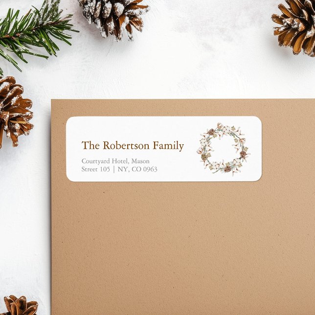 Christmas Cotton Wreath Address Label (Creator Uploaded)