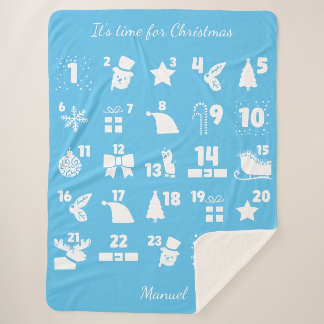 Christmas Countdown Advent Calendar  Sherpa Blanket (Front)