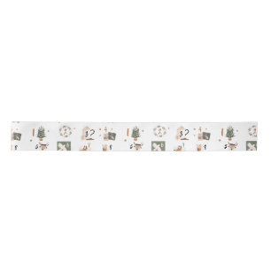 Christmas Countdown Advent Calendar Wrapping Paper Satin Ribbon