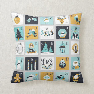 Christmas Countdown cute Christmas Symbols Cushion